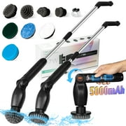 HITTI Electric Spin Scrubber, Cordless Bathroom Cleaning Brush, Adjustable Arm, 8 Replaceable Heads, Power Scrubber for Tub, Tile, Floor (Black)